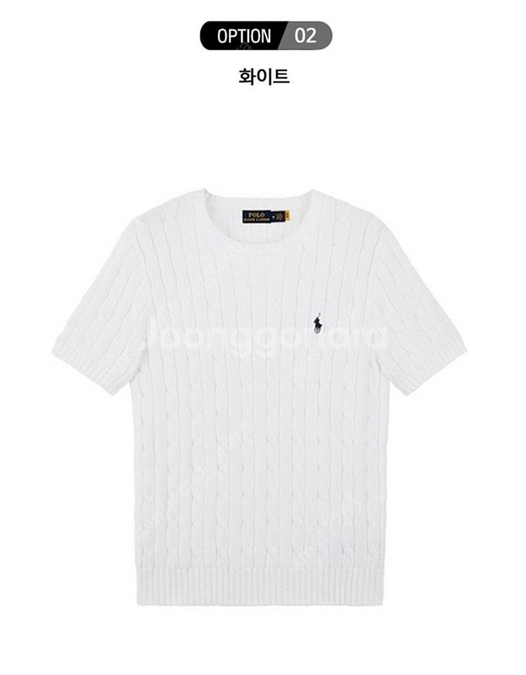 [새상품 정품] 폴로 여성 케이블 반팔니트--3