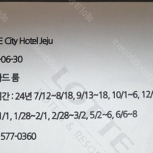 롯데시티호텔 제주 숙박권