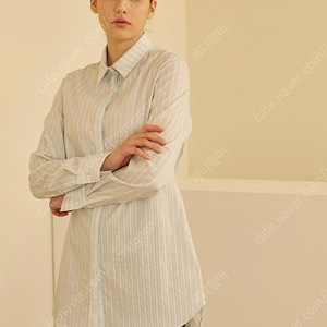 모한 벨티드 롱 셔츠 스트라이프 남방 블라우스