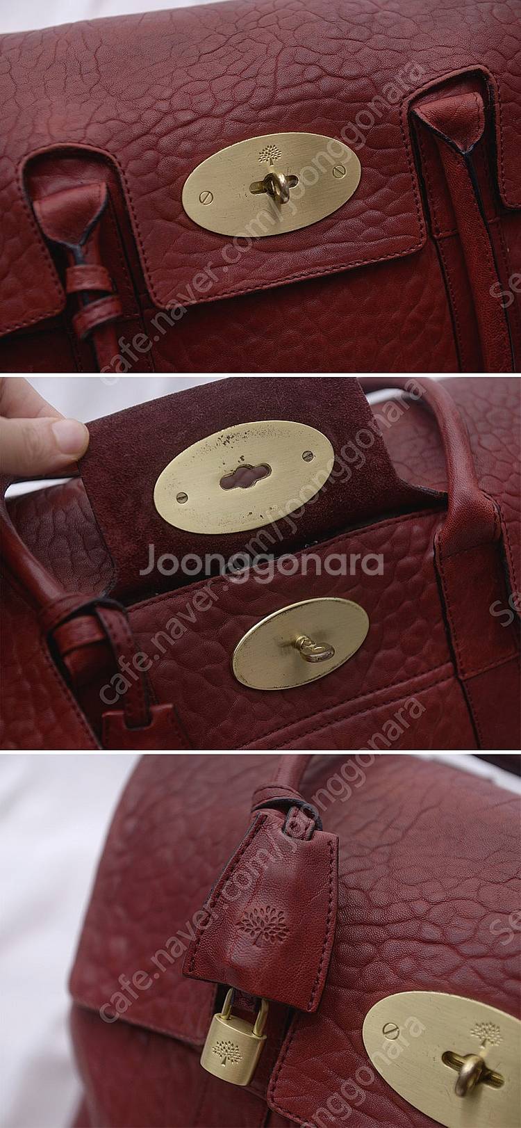 멀버리 베이스워터 라지 마블 나파 레더 (브르고뉴 레드...--5