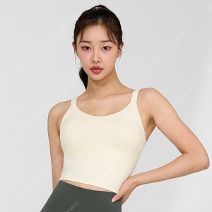 젝시믹스 베이직 플레인 크롭탑 바닐라아이스+브라패드3.5cm