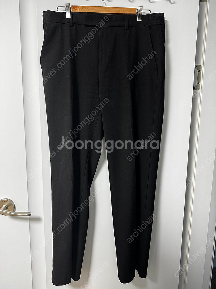 무신사 스탠다드 무탠다드 와이드 히든 밴딩 슬랙스 블랙...--0