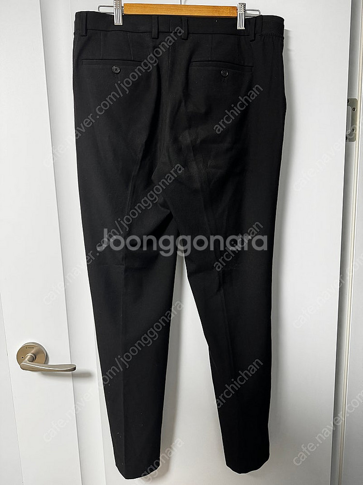 무신사 스탠다드 무탠다드 와이드 히든 밴딩 슬랙스 블랙...--1
