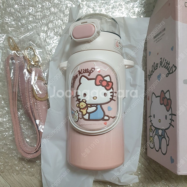 (새상품)산리오 헬로우키티 원터치 보온보냉 스트랩 텀블...--1