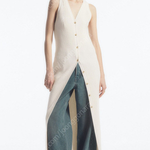 코스 버튼 리브 니트 맥스 드레스 xs