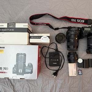 캐논 70D 번들렌즈 킷, 시그마 UFO, 캐논 쩜팔, 시그마 USB 독 일괄 판매
