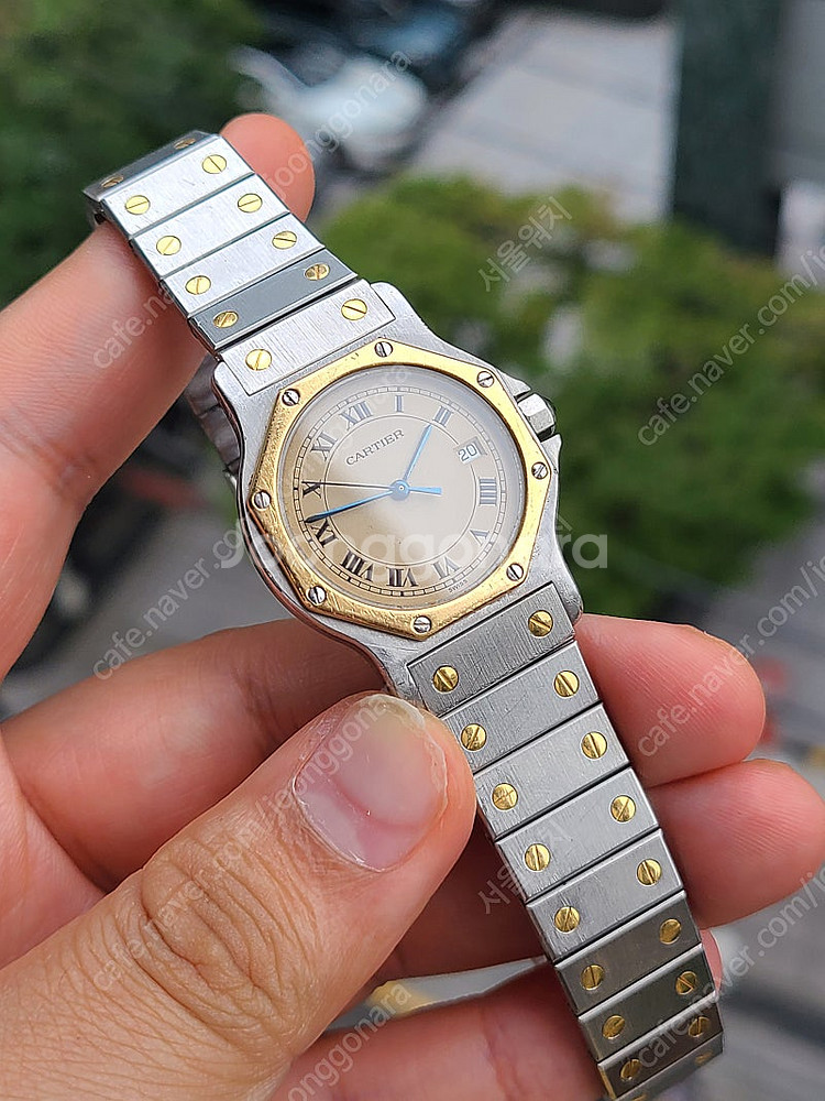 [정품] 까르띠에 산토스 옥타곤 18K 콤비 LM 라지...--8