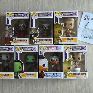 가디언즈 오브 갤럭시 가오갤 7종 펀코팝 Funko POP (미개봉) 스타로드, 로켓라쿤, 그루트 드랙스, 가모라, 댄싱그루트, 하워드덕 7종