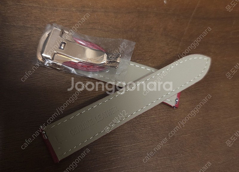 까르띠에 스타일 17mm 소가죽 레드 로즈골드 시계줄--3