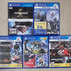 ps4 합본 헤비레인/비욘드투소울 , 갓오브워/호제던컴플리트 , 언차티드4/호제던, 호제던/드라이브클럽 , 스트리트파이터5/그란투리스모 합본