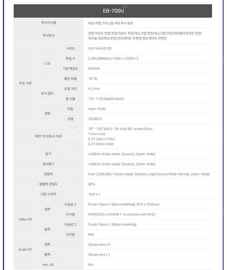 *초단거리 투사방식!*ㅡ엡손 WUXGA 레이저 중고빔프...--8