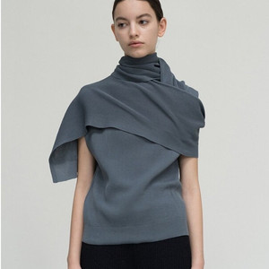 le17septembre 코튼 블렌드 니트 탑 & 머플러 COTTON BLEND KNIT TOP & MUFFLER 블루 새상품 르917 le917