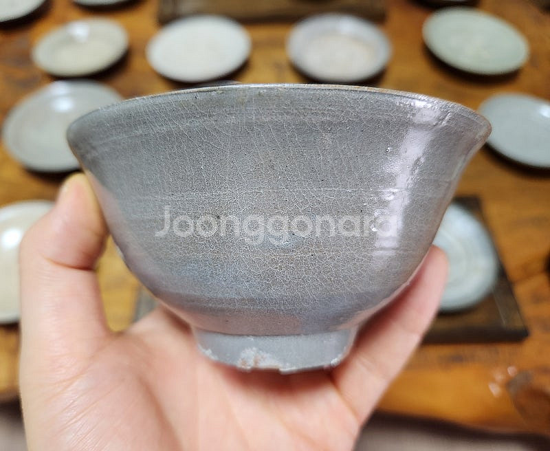 대구골동품 조선중기 관요사기 조선백자 다완--1