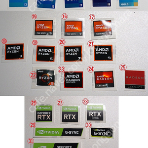 스티커 인텔 EVO i7, i5, 라이젠, 윈도우 11 , RTX, 지싱크 라데온