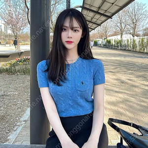 (완판색상)폴로 랄프로렌 여성 울 캐시미어 포켓 반팔니트 꽈배기 케이블