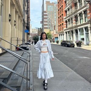 글로니 로데오 티어드 러플 스커트 (베이비블루 S, 단시간 1회 착용)