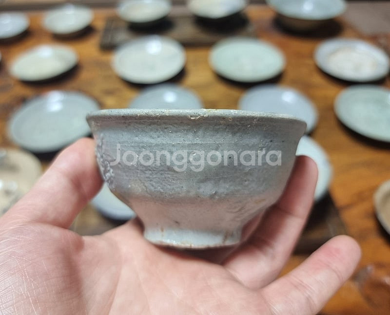 고미술품 도자기 조선초기 조선백자 찌글이 찻잔--3