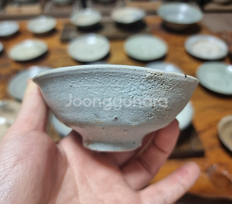 고미술품 도자기 조선초기 조선백자 찌글이 찻잔--4