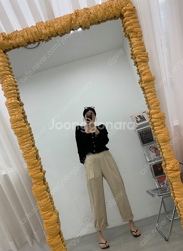 뒷밴딩 배기 팬츠(새상품)(벨201 드하우 러브미우 러...--0