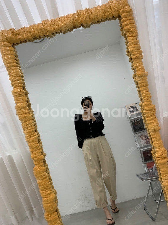 뒷밴딩 배기 팬츠(새상품)(벨201 드하우 러브미우 러...--2
