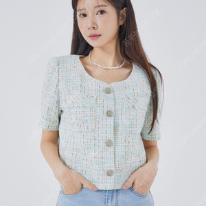 로엠 블랙 라운드 트위드 자켓