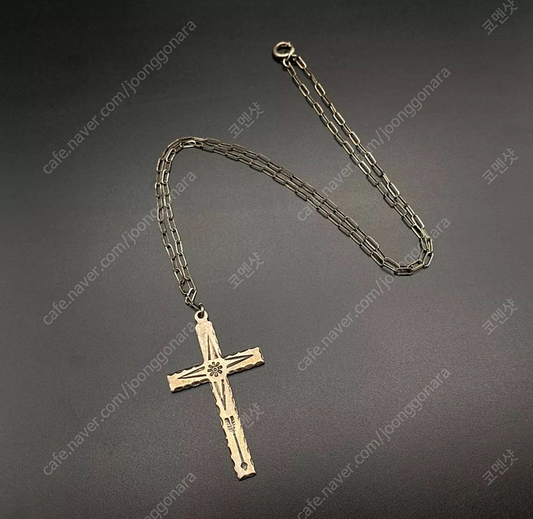빈티지 나바호 인디언 애로우즈 십자가 크로스 실버 목걸이--1
