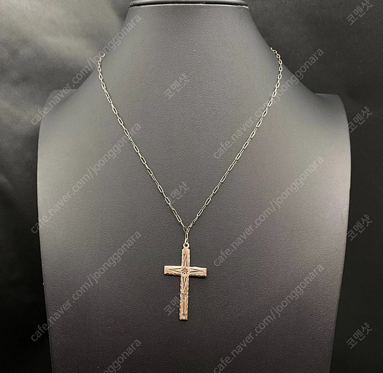 빈티지 나바호 인디언 애로우즈 십자가 크로스 실버 목걸이--3
