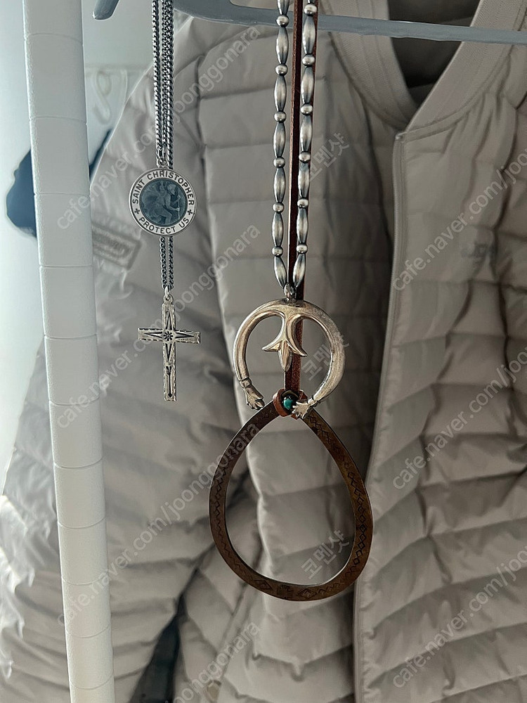 빈티지 나바호 인디언 애로우즈 십자가 크로스 실버 목걸이--8