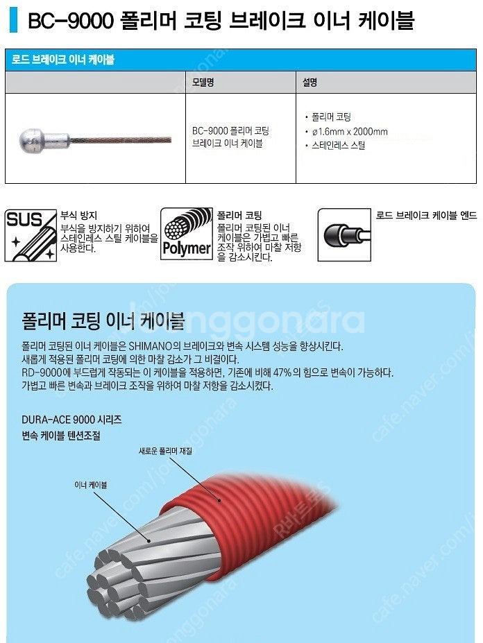 시마노 브레이크 이너 케이블 폴리머 코팅 브레이크 속선...--2
