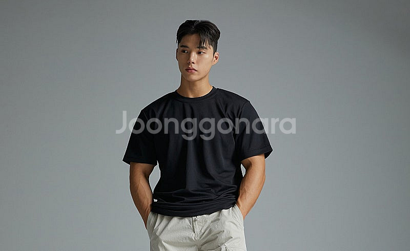 블랙몬스터핏 무지 쿨론 기능성 쿨 반팔 티셔츠 (블랙 ...--0