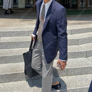 타임옴므 피크드 라펠 블레이져 자켓 (린넨스타일)네이비 48(100) 여름용