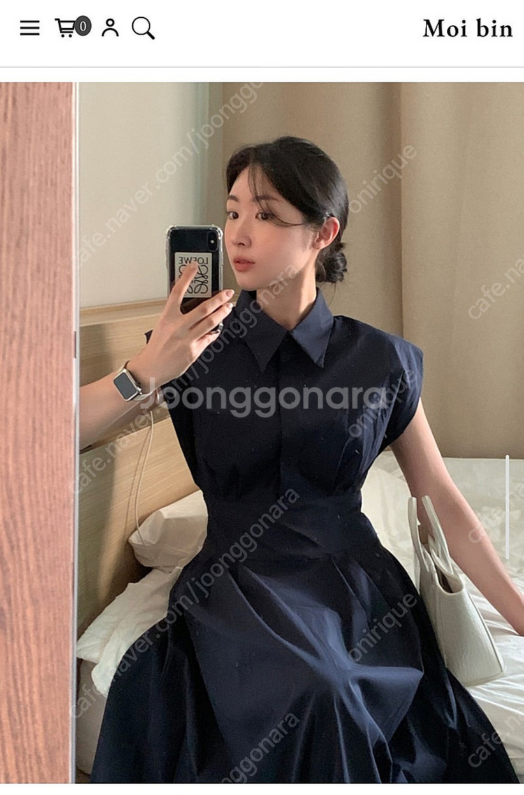 모아빈 Row pintuck ops 로우 핀턱 원피스--0