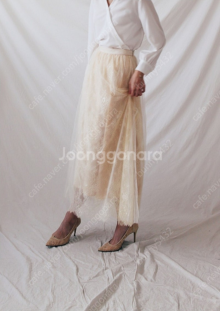 [택붙은 새제품] 블랑쇼 레이스 튤스커트/S사이즈--2