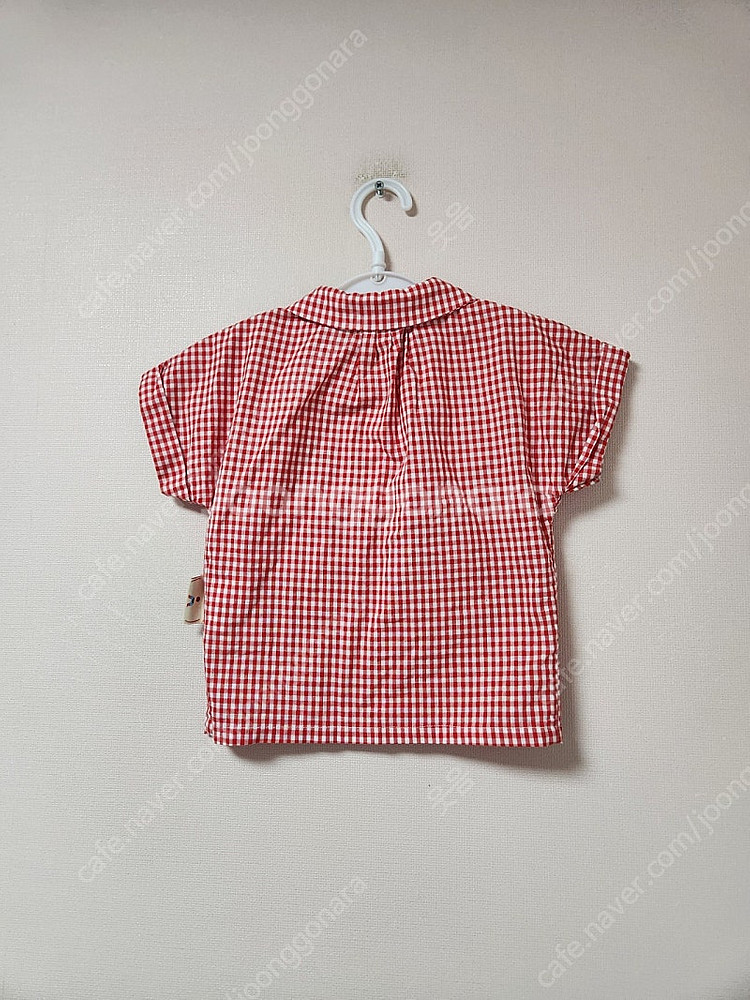 90사이즈(아동용) 베베드피노 빨강하양 체크무늬 카라넥...--1