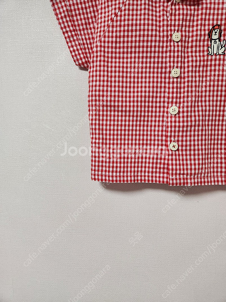 90사이즈(아동용) 베베드피노 빨강하양 체크무늬 카라넥...--4