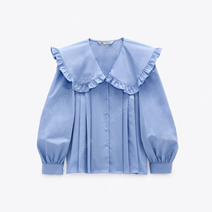 [새상품] ZARA 자라 피터팬카라 포플린 블라우스 베이비블루 XS 판매해요.