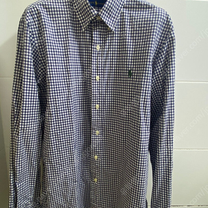 남성 폴로 신형 테그 네이비 포플린 깅엄 체크 긴팔 셔츠 M 사이즈 Polo Ralph Lauren 랄프로렌
