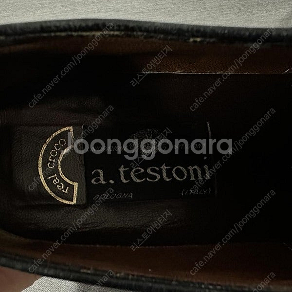 아테스토니 리얼 악어가죽 명품구두/남성(7.5)/s56/이태리명품--5