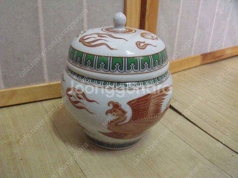 상상의새 봉황문 백자 도자기--0