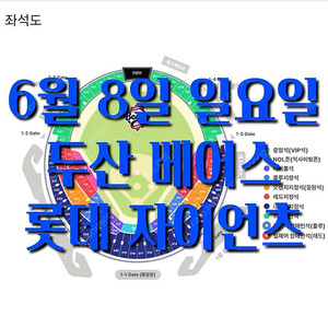 일요일 6월 8일 롯데 자이언츠 두산 베어스 1루 3루 테이블석 블루석 블루 오렌지석 오렌지 롯데 두산 1루 3루 레드석 레드 네이비석 네이비 그린석 그린 외야 야구 티켓 표 응원
