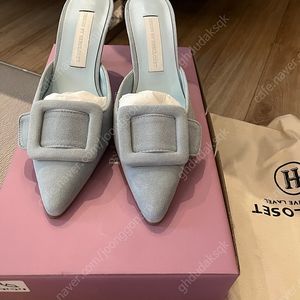 허클로젯 마놀로 뮬 스카이블루 235수제화 (새상품)