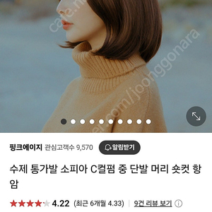 핑크에이지 소피아 단발 가발