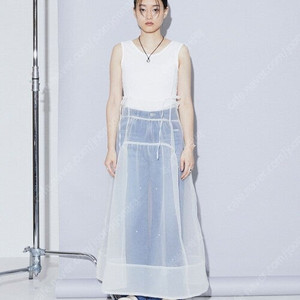 (중고)23ss Firsthand 튤 시스루 원피스 화이트