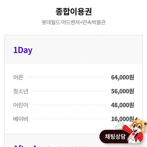 롯데월드 자유이용권 2장