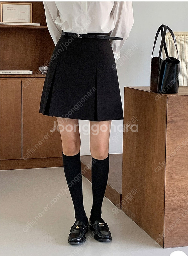 미착용) 에드모어 프렌치 핀턱 주름 미니 스커트 벨트 ...--2