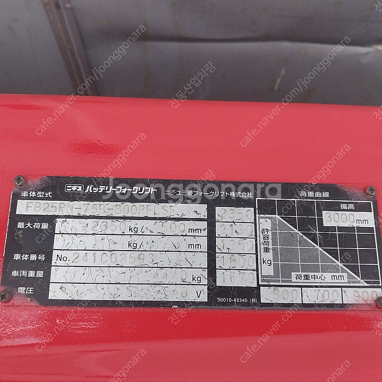 니찌유 중고 전동지게차 2.5톤 싸이드쉬프트 장착 20...--3