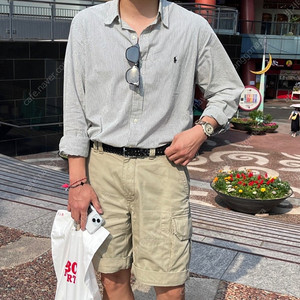 폴로랄프로렌 클래식핏 남성 스트라이프 시어서커 셔츠 L
