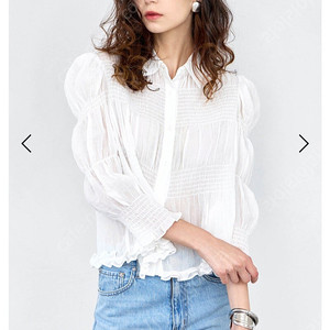 아상블라주 클레오 프릴 블라우스 cleo smoked frill blouse