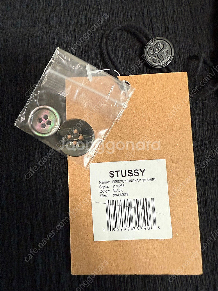 [XXL] stussy 스투시 깅엄 반팔 셔츠 블랙--3