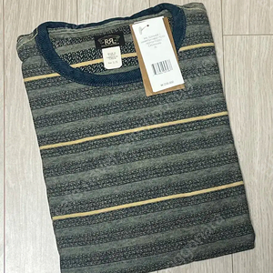 RRL 인디고 자카드 스트라이프 티셔츠